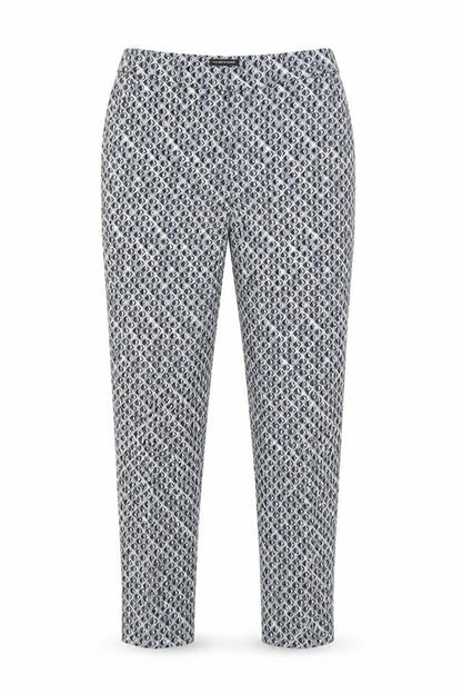 Warehouse Women’s Grey Geometric Slim Trousers Size 8 Cotton Blend