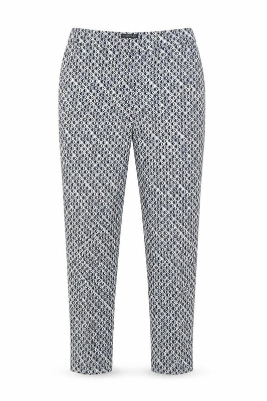 Warehouse Women’s Grey Geometric Slim Trousers Size 8 Cotton Blend