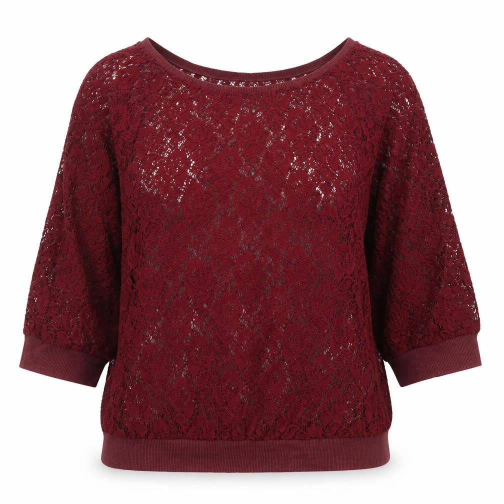Next Women Red Lace 3/4 Sleeve Camisole Blouse Size 14