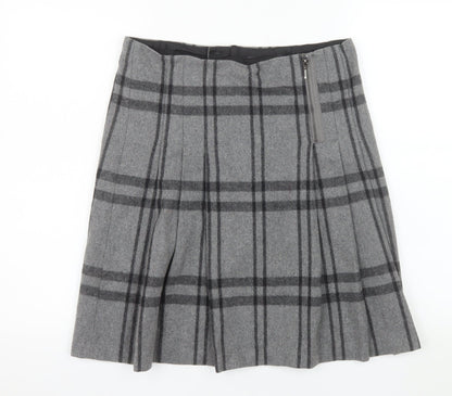 Marks and Spencer Women’s Grey Pleated Wool Blend Knee Length Skirt Size 10
