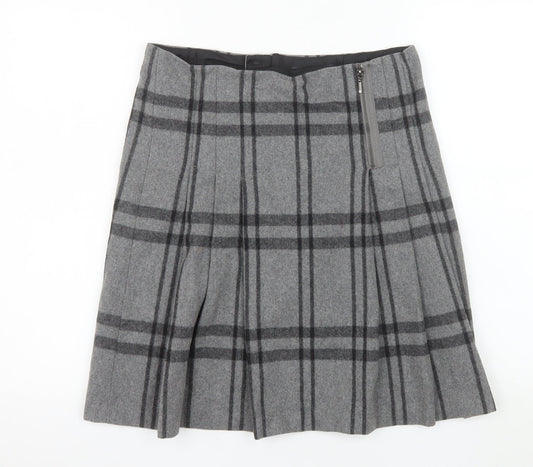 Marks and Spencer Women’s Grey Pleated Wool Blend Knee Length Skirt Size 10
