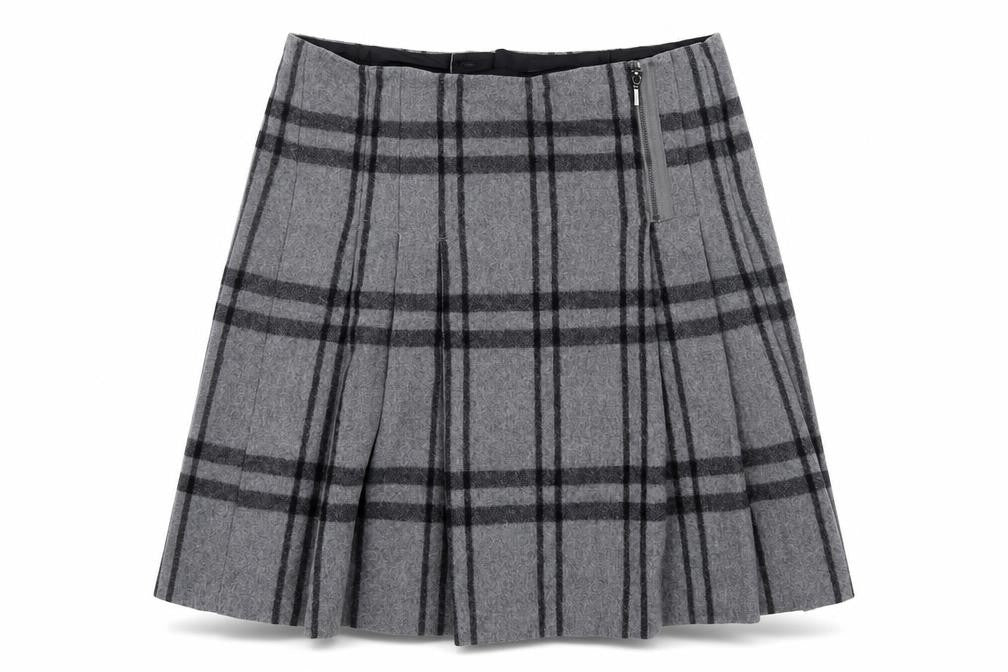 Marks and Spencer Women’s Grey Pleated Wool Blend Knee Length Skirt Size 10