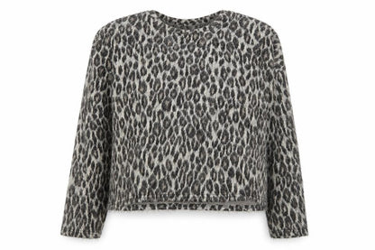 New Look Women Grey Leopard Print Pullover Sweater L