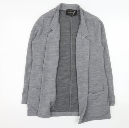 River Island Women Grey Size 10 Regular Long Sleeve Knit Blazer