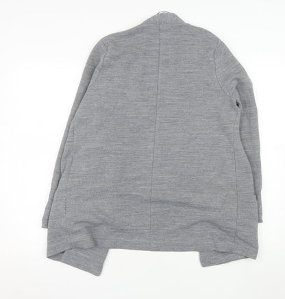 River Island Women Grey Size 10 Regular Long Sleeve Knit Blazer