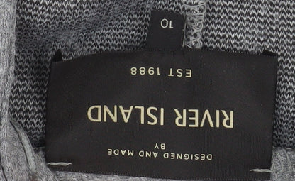 River Island Women Grey Size 10 Regular Long Sleeve Knit Blazer