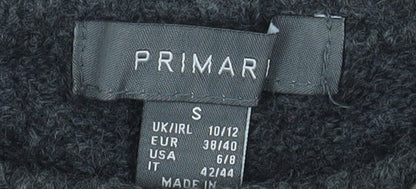 Primark Women's Grey Beaded Crew Neck Knit Jumper Size S 10/12