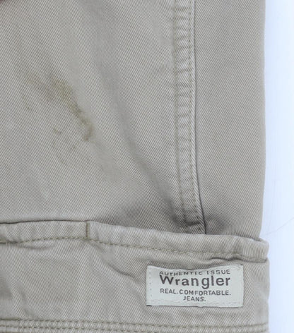 Wrangler Men's Beige Cargo Trousers 36x32 Cotton Workwear Pants