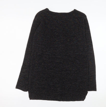 Papaya Women's Black V-Neck Knit Long Sleeve Pullover Jumper Size S