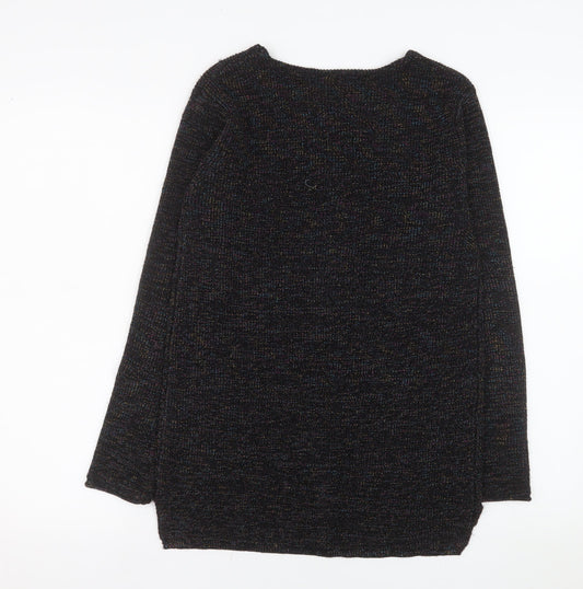Papaya Women's Black V-Neck Knit Long Sleeve Pullover Jumper Size S