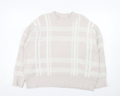 Nutmeg Women's Beige Check Knit Pullover Jumper Size 18