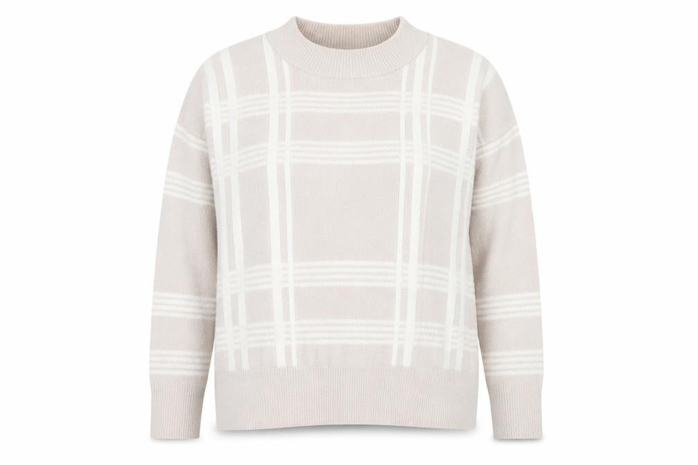 Nutmeg Women's Beige Check Knit Pullover Jumper Size 18