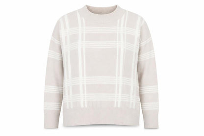 Nutmeg Women's Beige Check Knit Pullover Jumper Size 18