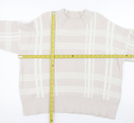 Nutmeg Women's Beige Check Knit Pullover Jumper Size 18