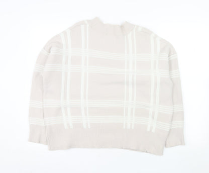 Nutmeg Women's Beige Check Knit Pullover Jumper Size 18