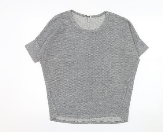 Apricot Women Grey Short Sleeve Knit Jumper S/M Relaxed Fit