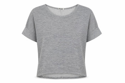 Apricot Women Grey Short Sleeve Knit Jumper S/M Relaxed Fit