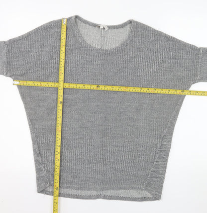 Apricot Women Grey Short Sleeve Knit Jumper S/M Relaxed Fit