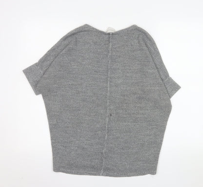 Apricot Women Grey Short Sleeve Knit Jumper S/M Relaxed Fit