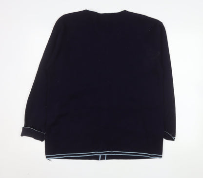 Paramour Women’s Navy Embroidered Knit Cardigan Size One Size