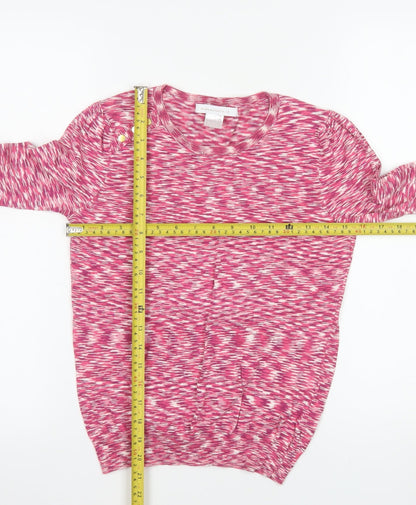 Mademoiselle R Women Pink Crew Neck Long Sleeve Knit Jumper Size 8