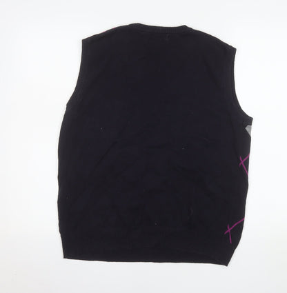 Ocean Gate Men's Black Argyle Cotton Vest Jumper XL