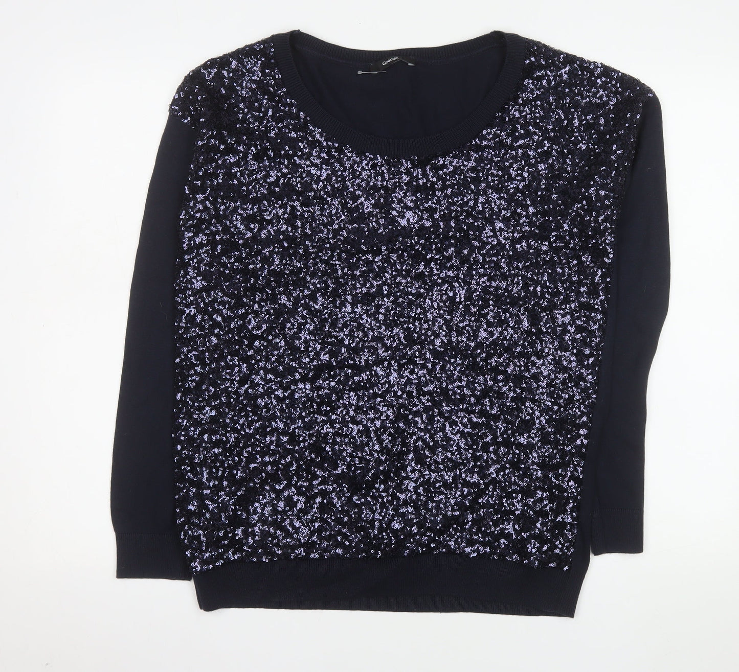 George Women’s Blue Sequin Long Sleeve Crew Neck Jumper Size 14