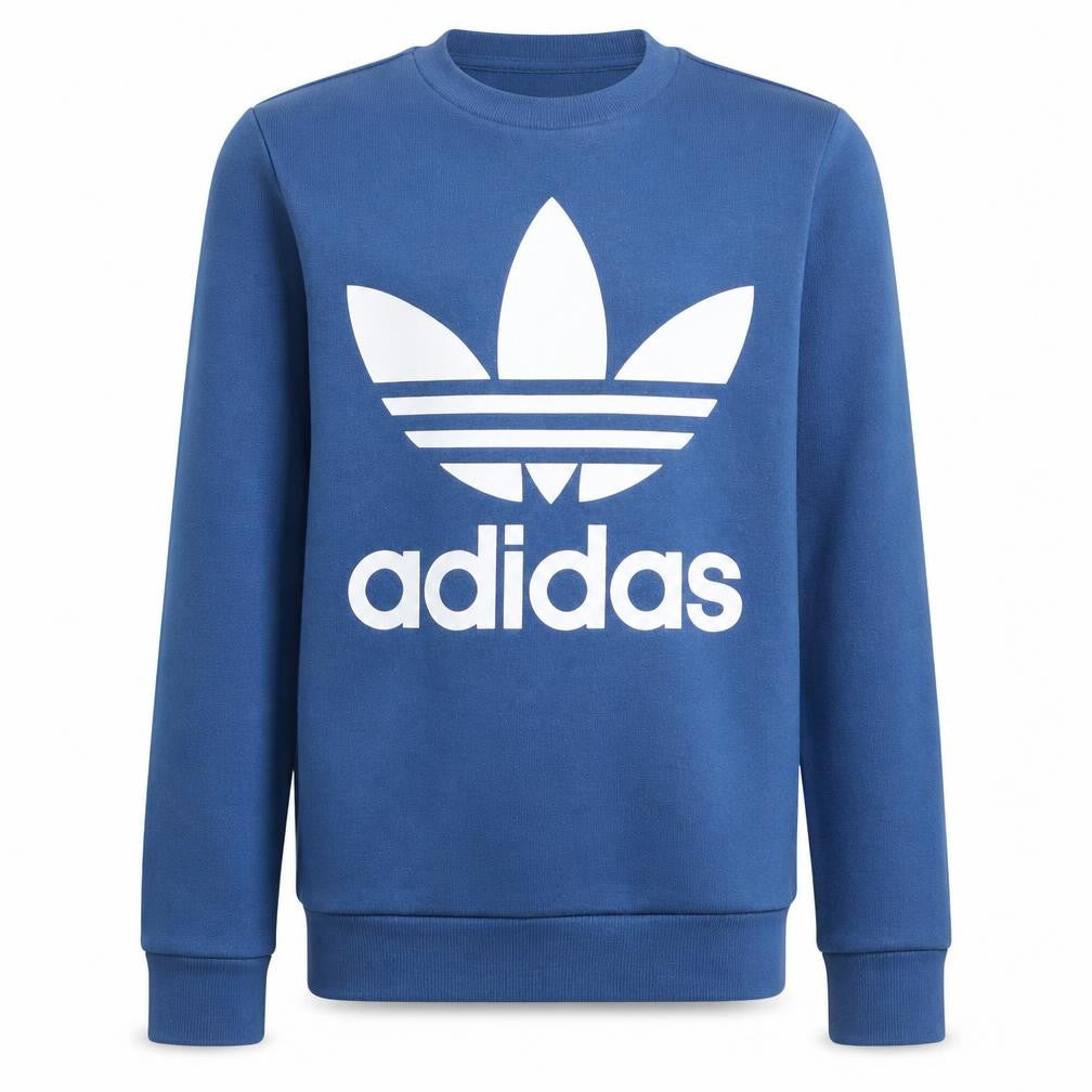 adidas Boys Blue 13-14 Years Pullover Crew Neck Logo Sweatshirt