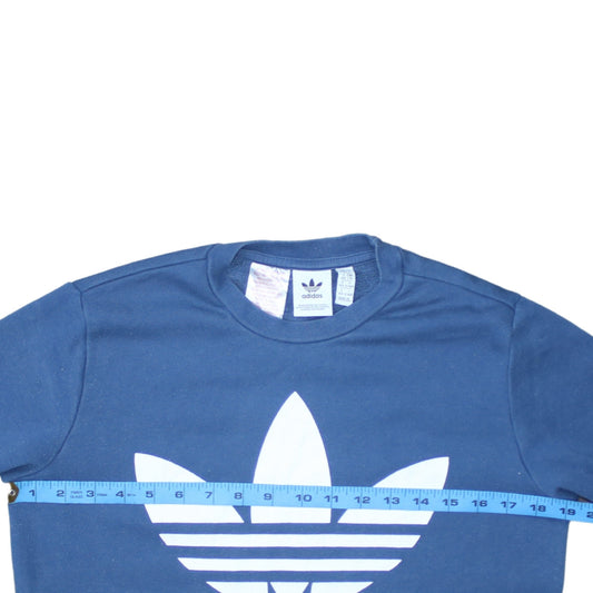 adidas Boys Blue 13-14 Years Pullover Crew Neck Logo Sweatshirt