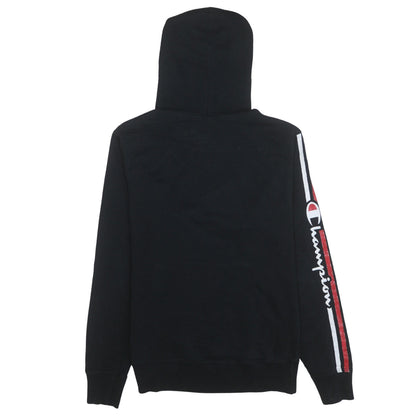 Champion Men Black Pullover Hoodie Small Logo Fleece Sportswear