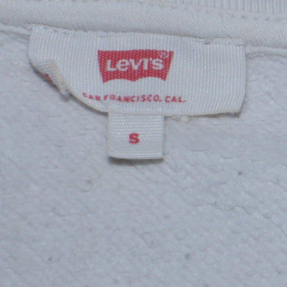 Levi's Womens White Pullover Sweatshirt Small Crew Neck Logo