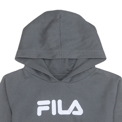 FILA Boys Grey Pullover Hoodie 13-15 Years Polyester Cotton Blend
