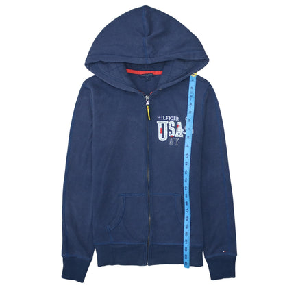 Tommy Hilfiger Men's Blue Full Zip Hoodie M USA Graphic Sweatshirt