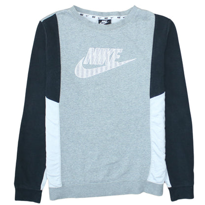 Nike Boys Grey XL Colourblock Crew Neck Pullover Sweatshirt