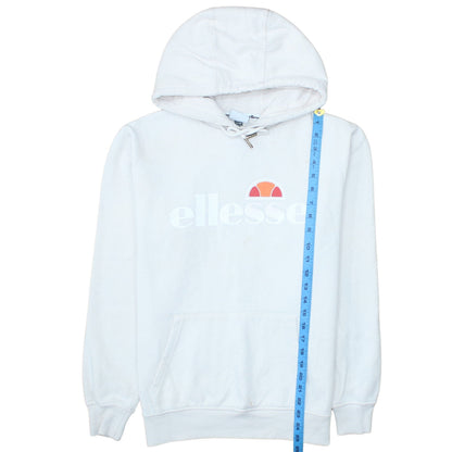 Ellesse Women's White Pullover Hoodie UK 12 Logo Print Cotton Blend