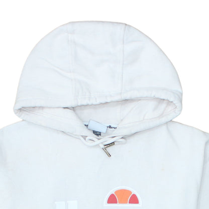 Ellesse Women's White Pullover Hoodie UK 12 Logo Print Cotton Blend