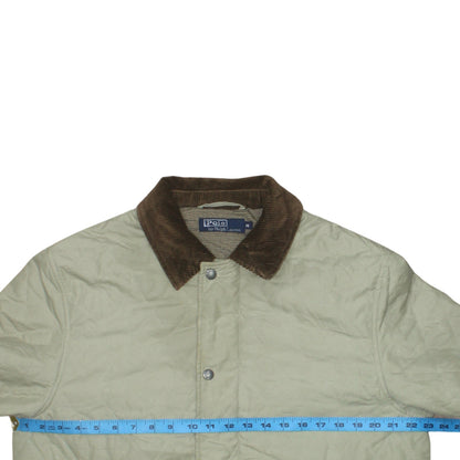 Polo Ralph Lauren Men's Beige Quilted Jacket M Brown Collar Classic Style
