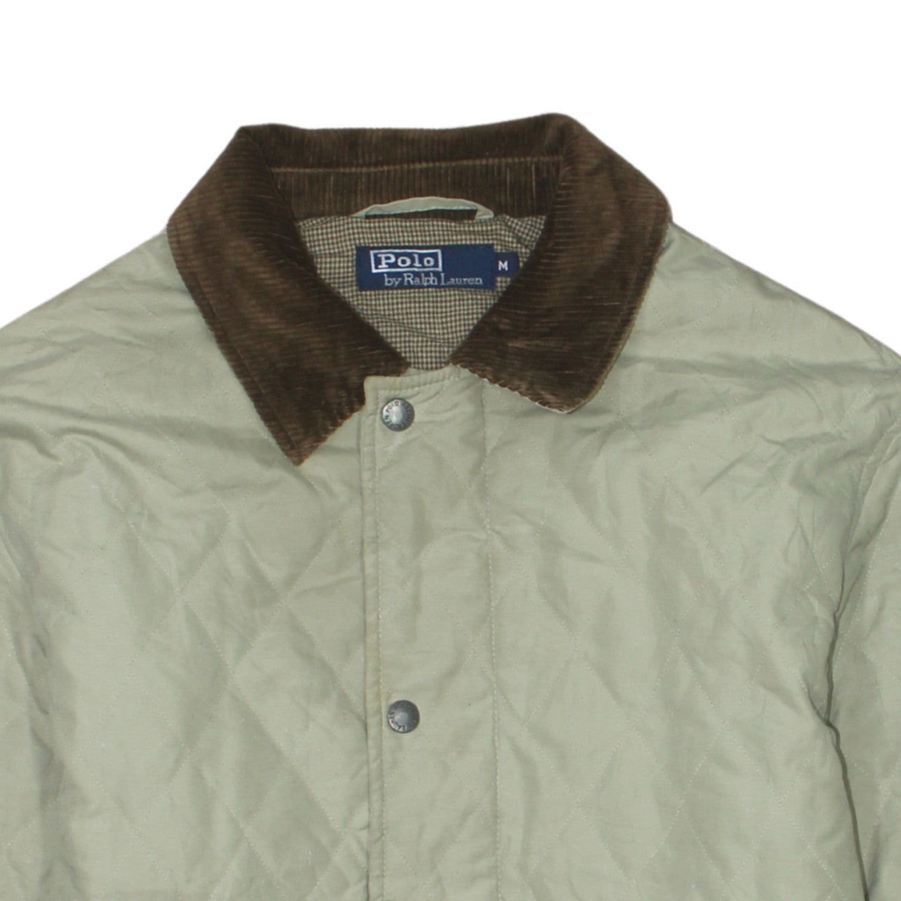 Polo Ralph Lauren Men's Beige Quilted Jacket M Brown Collar Classic Style