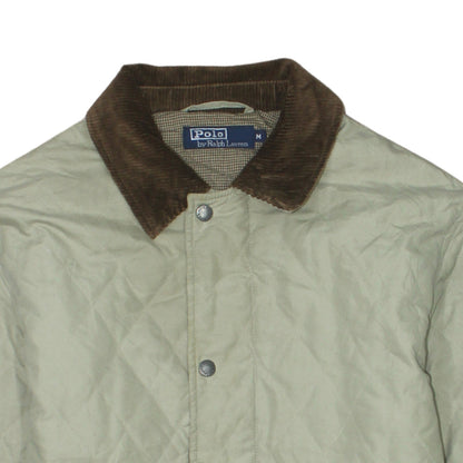 Polo Ralph Lauren Men's Beige Quilted Jacket M Brown Collar Classic Style
