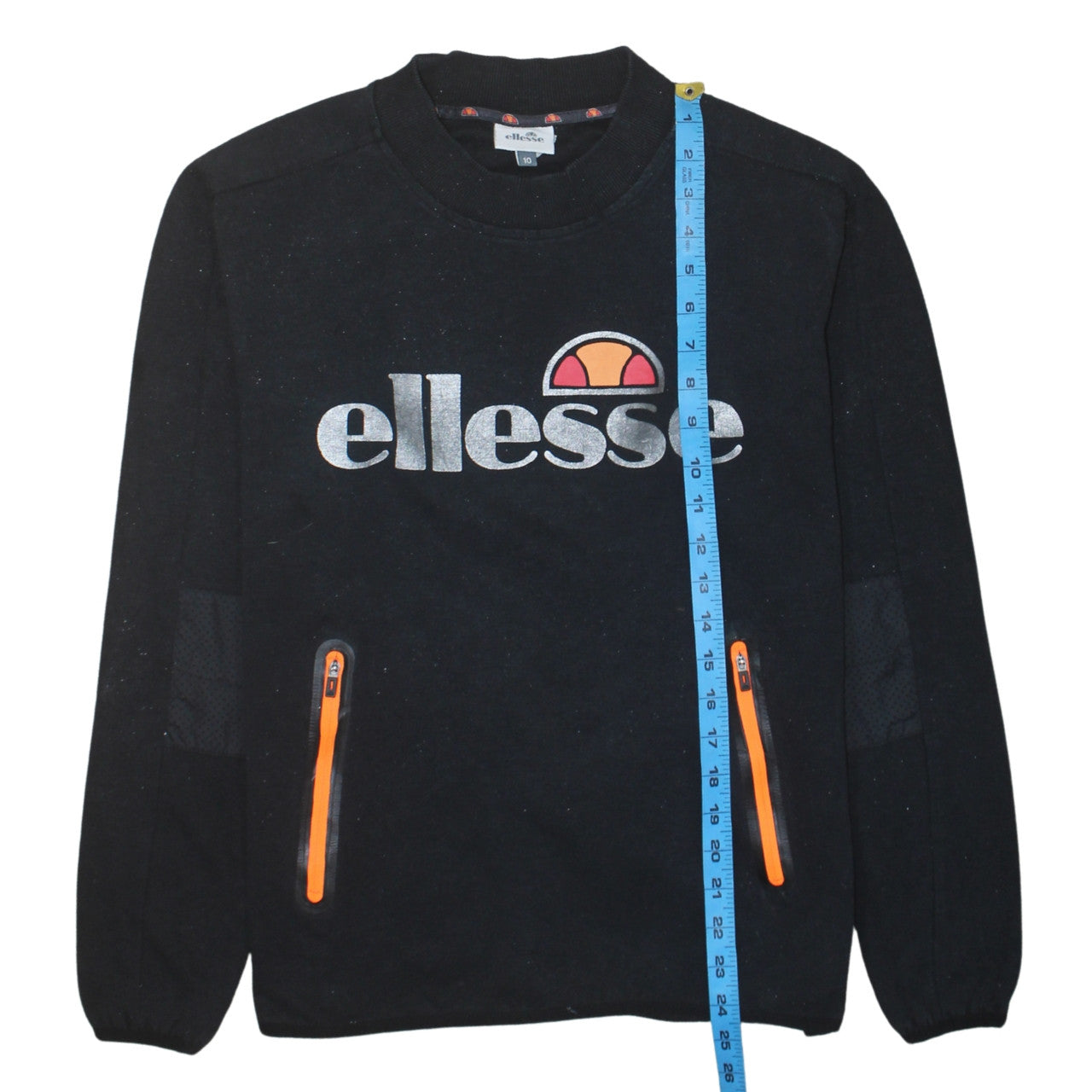 Ellesse Womens Black Size 10 Pullover Sweatshirt with Zip Pockets