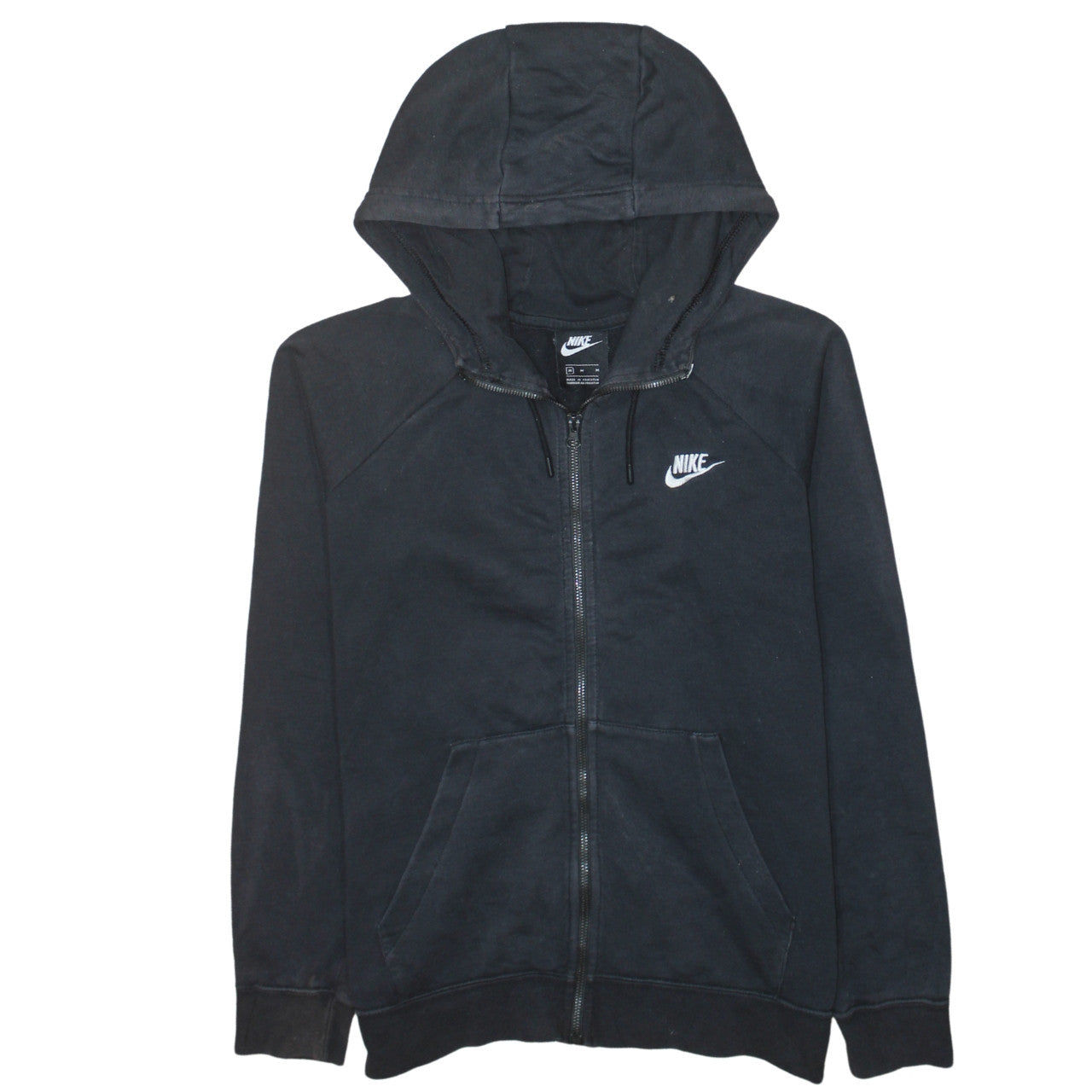 Nike Men's Black Full Zip Hoodie Size M Cotton Fleece Sweatshirt