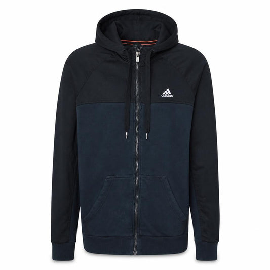 Front view of Adidas Men's Black Full Zip Hoodie Small Performance Essentials