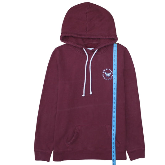 Hollister Women Burgundy Pullover Hoodie L Cotton Blend Butterfly Print
