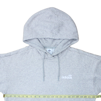 Adidas Womens Grey Pullover Hoodie Small Logo Cotton Blend Casual