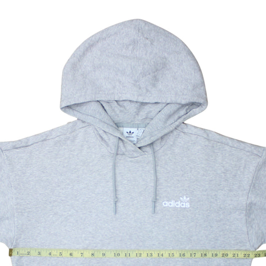 Adidas Womens Grey Pullover Hoodie Small Logo Cotton Blend Casual