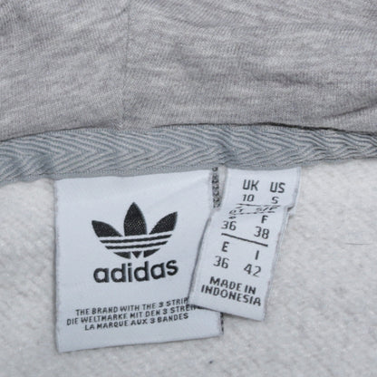 Adidas Womens Grey Pullover Hoodie Small Logo Cotton Blend Casual