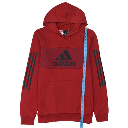 Adidas Boys Red Pullover Hoodie XL 15-16Y Cotton Blend Logo Hooded Top
