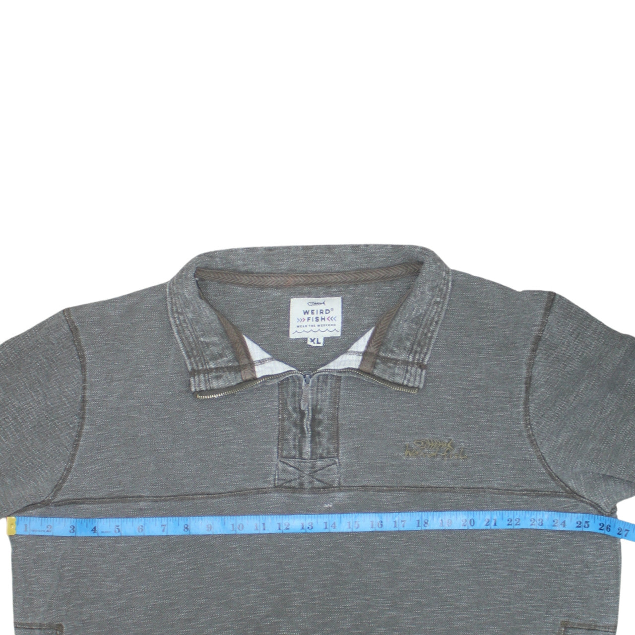 Weird Fish Men’s Grey XL Henley 1/4 Zip Cotton Sweatshirt