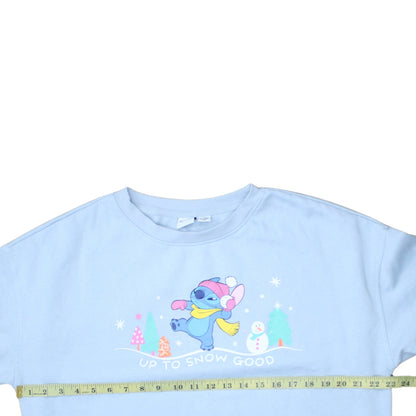 Disney Primark Women Blue Stitch Christmas Sweatshirt M 12/14