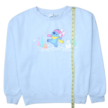 Disney Primark Women Blue Stitch Christmas Sweatshirt M 12/14